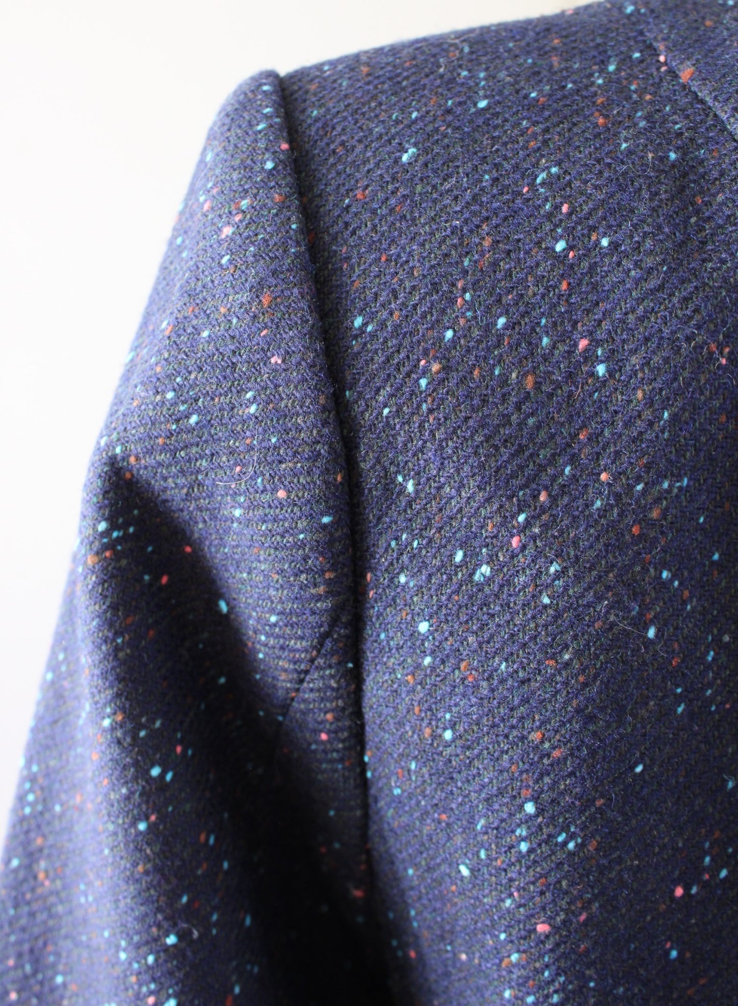 Banana Republic Hacking Jacket Navy Blue Teal Speckle Wool Blend Blazer Size 4