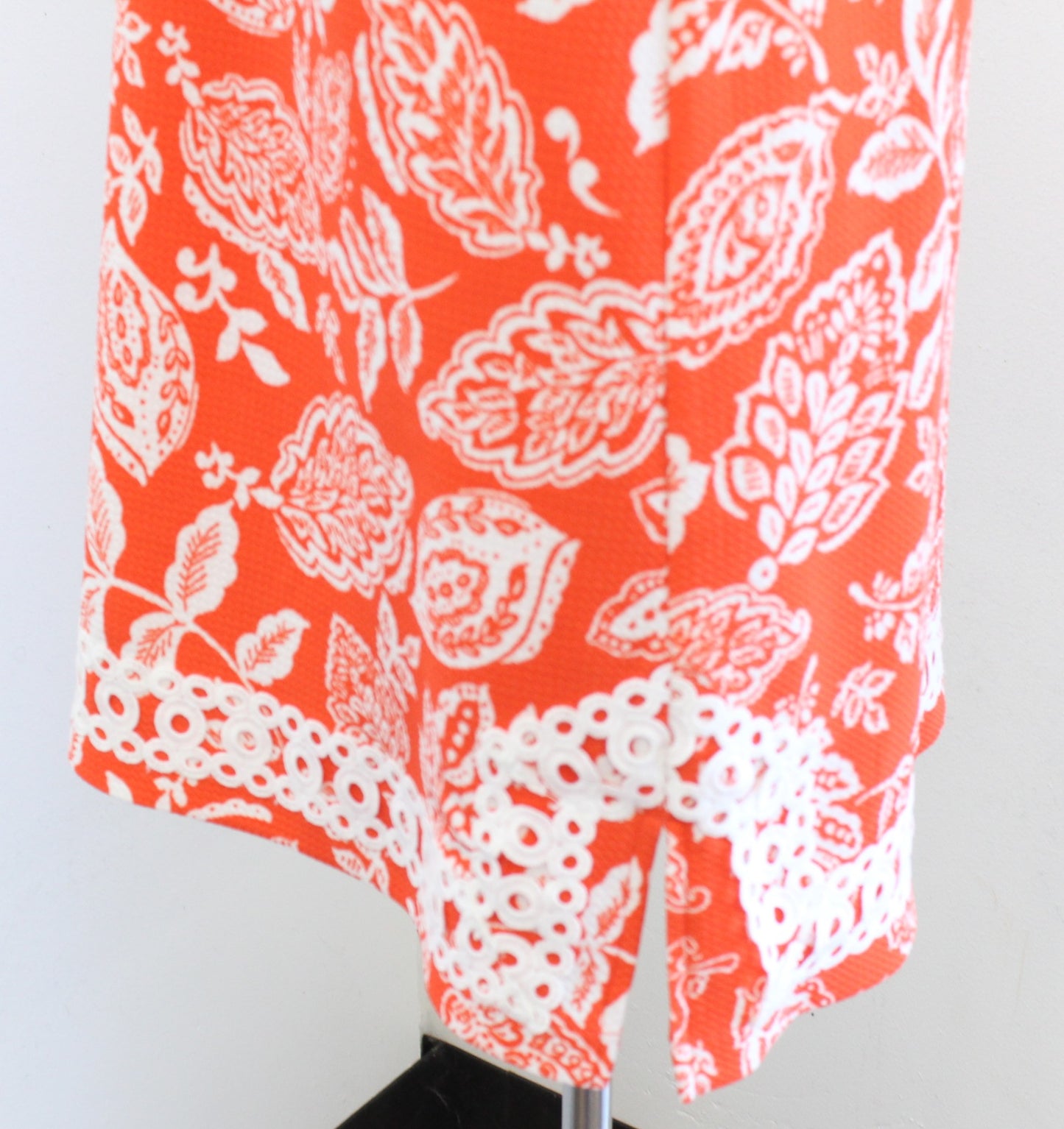 NWT Eliza J Orange White Floral Lace Trim Floral Tunic Dress Size 6 Casual