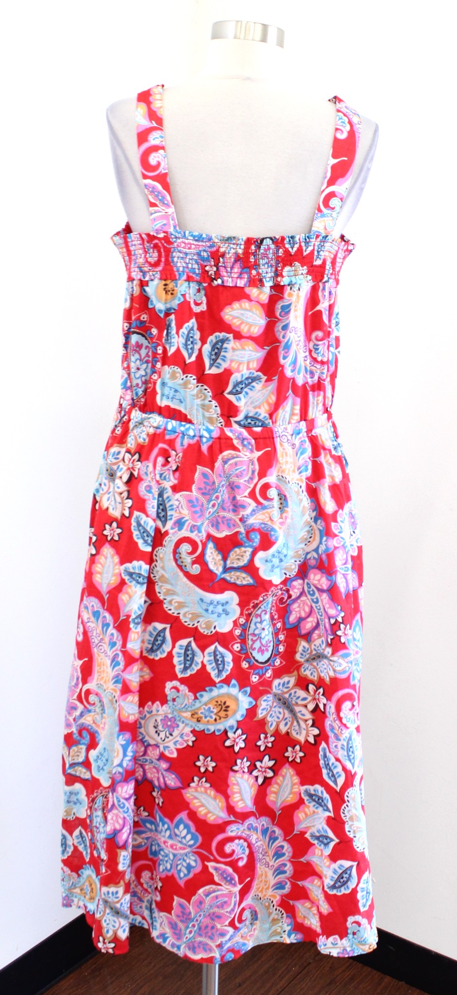 NWT Talbots Fantastic Paisley Print Fit and Flare Midi Dress Size 16 Casual Red