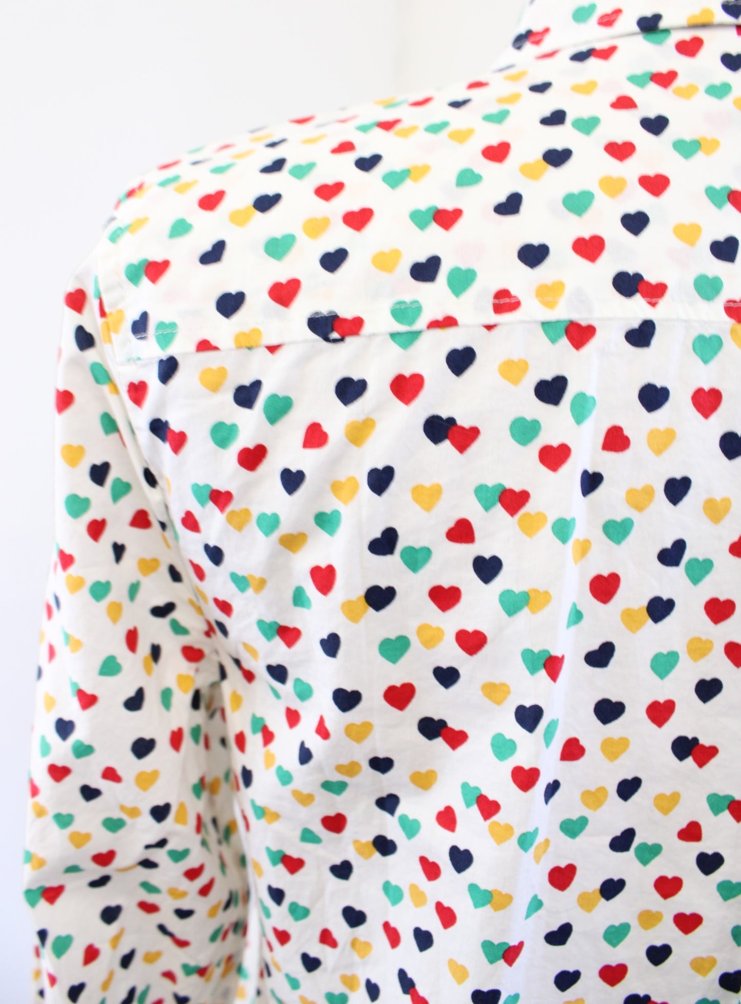 NWT Talbots Classic Cotton Shirt in Ditsy Heart Print Size XS Button Down Blouse Long Sleeve
