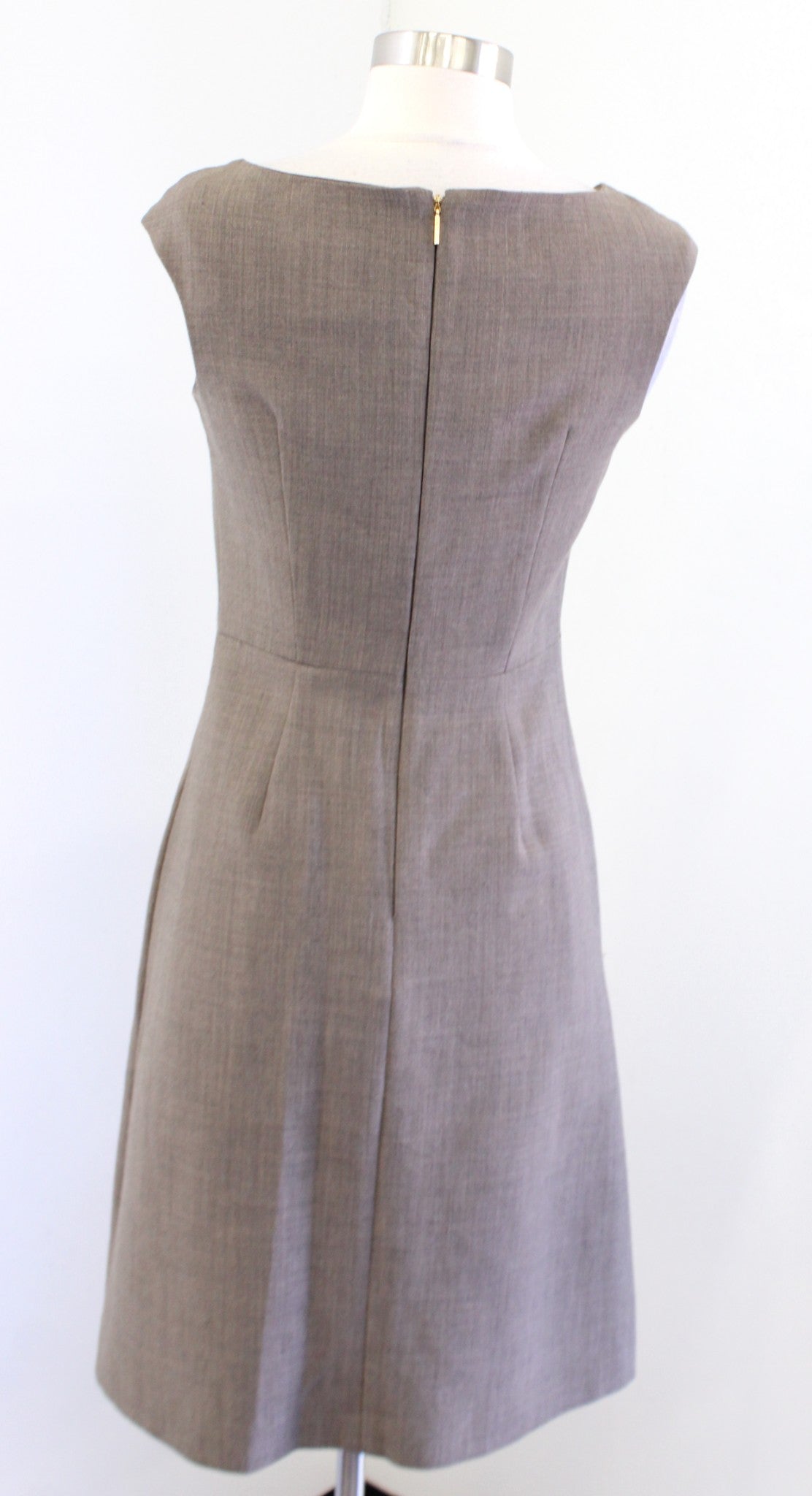 Tory Burch Walsh Taupe Brown Wool Blend A Line Sheath Dress Size 0 Split Neck