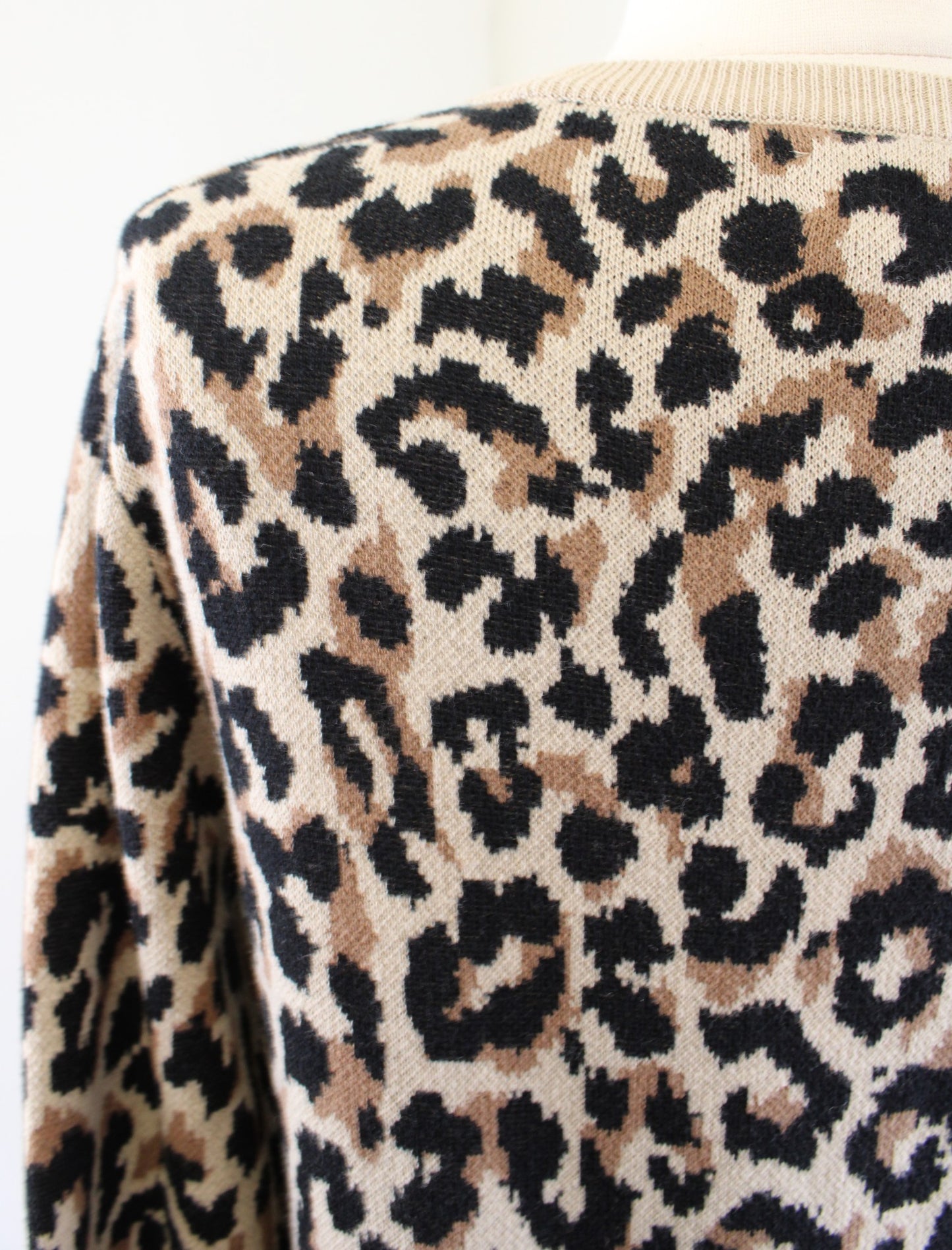 NWT J Crew Factory Leopard Print Knit Sweater Shift Dress Size XS Tan Black