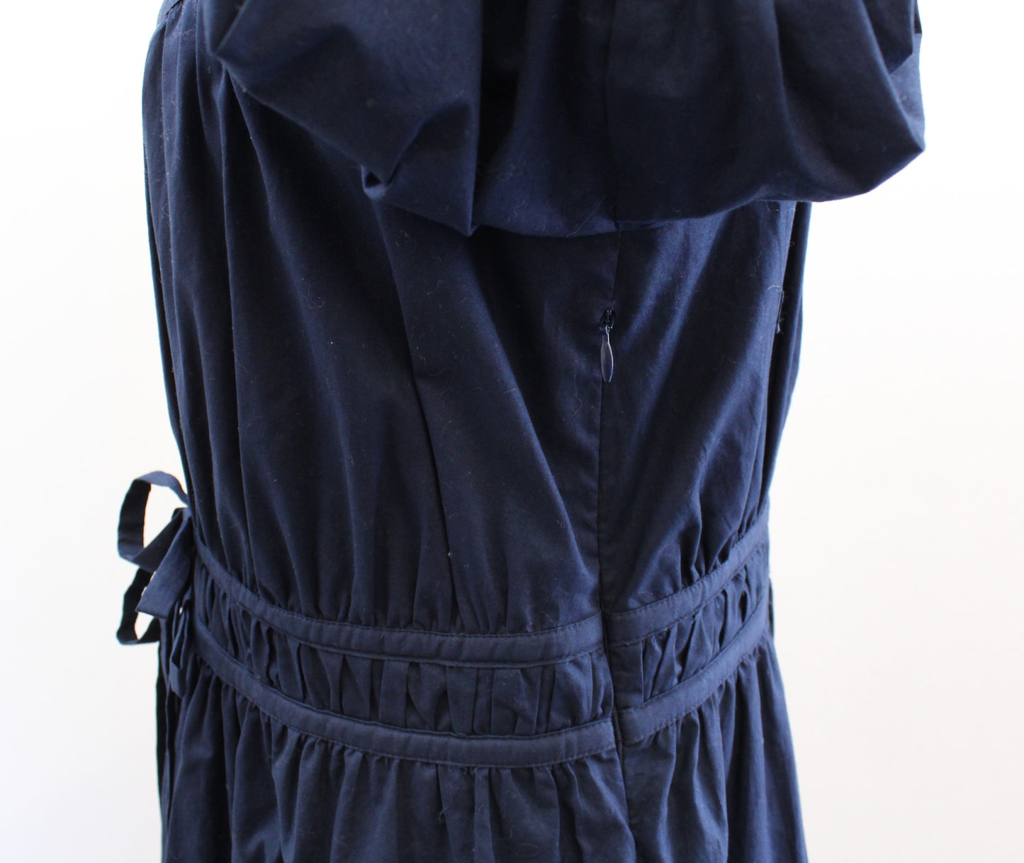 Anna Cate Navy Blue Ruffle Fit and Flare Mini Dress Size M Scoop Neck