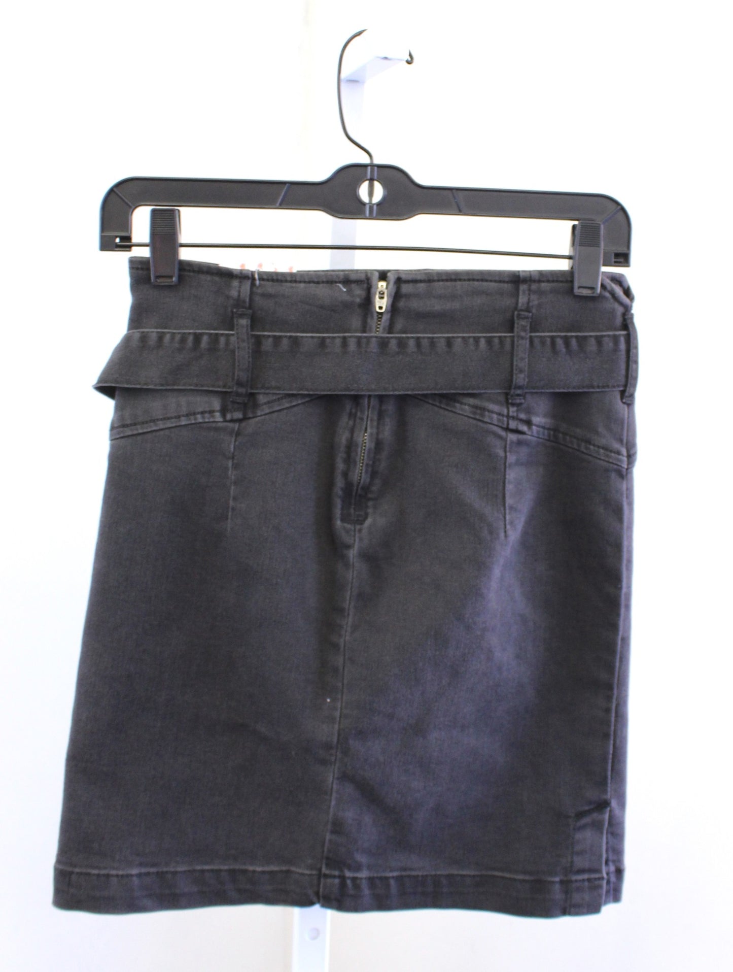 NWT Free People Livin it Up Worn Black Denim Pencil Skirt Size 2 Belted