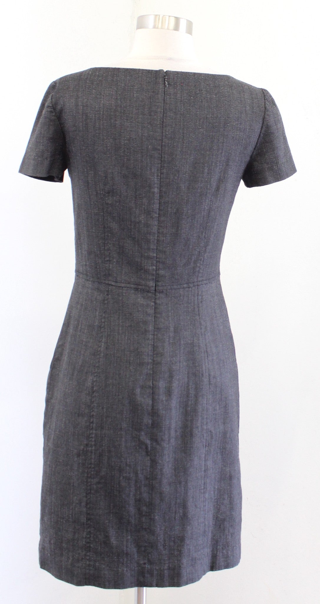 Theory Nuriana Raetia Dark Gray Wool Blend Sheath Dress Size 6 Short Sleeve