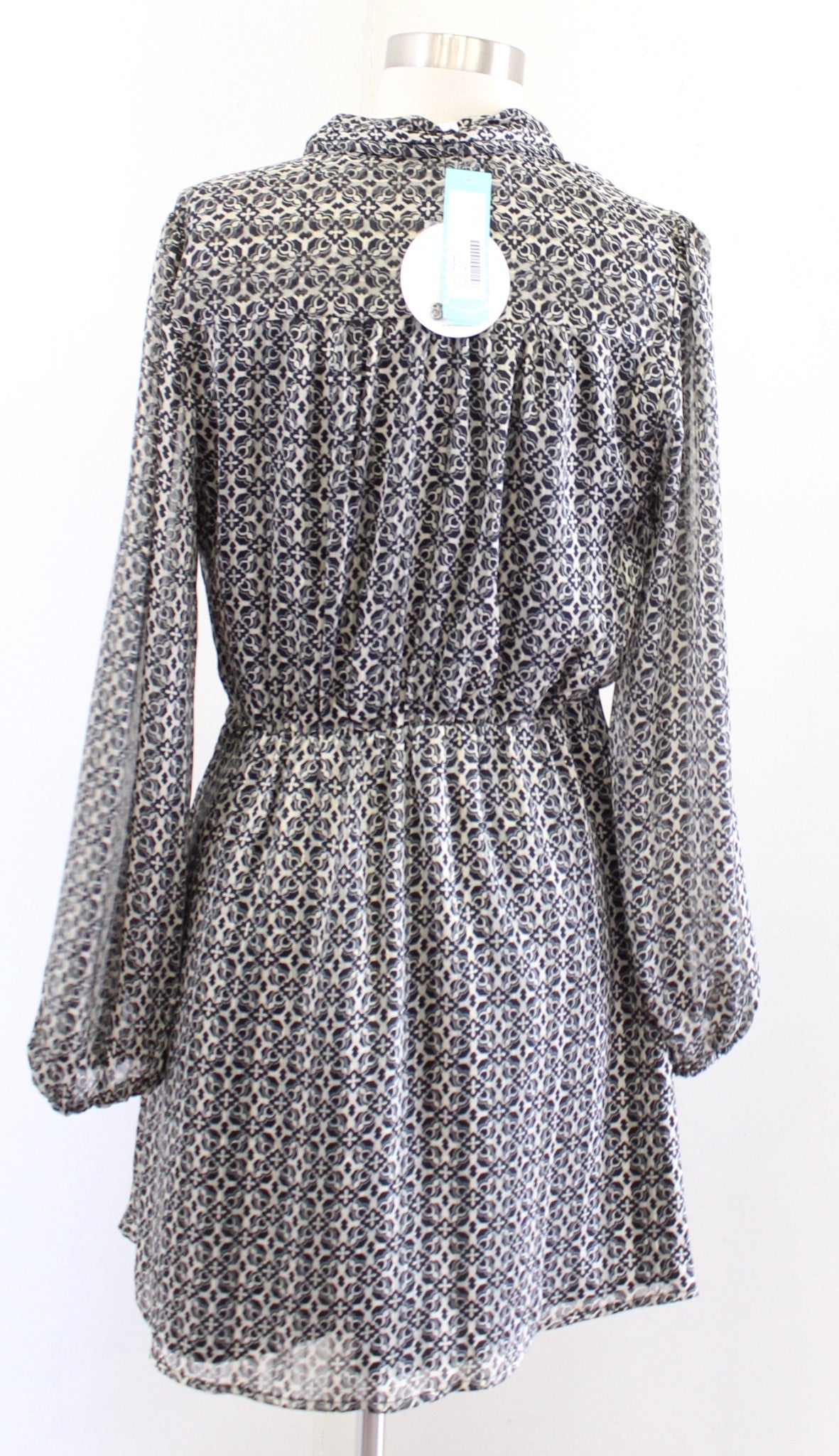 NWT Lost + Wander Stitch Fix Black Beige Metallic Mini Shirt Dress Geometric M