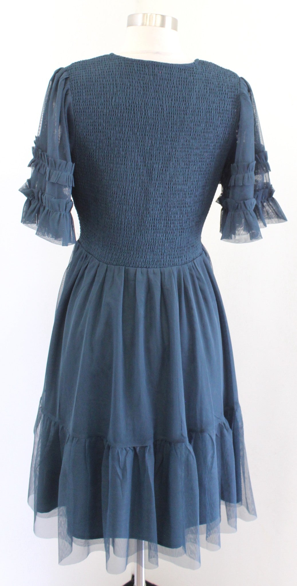 Boden Womens Smocked Tulle Party Dress in Seaweed Green Size 8L 8 Long Cocktail