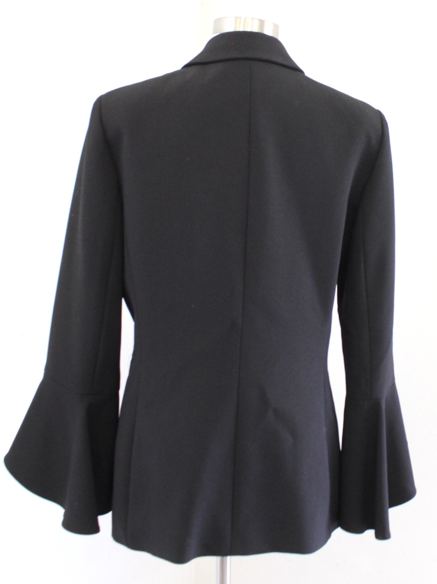 Tahari ASL Levine Solid Black Bell Sleeve Single Button Blazer Jacket Size 10