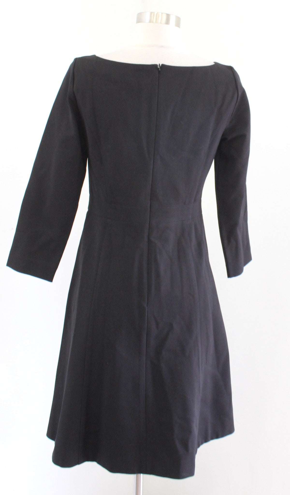 NWT J Crew Womens Solid Black Fit and Flare Sheath Dress in Stretch Ponte Size 4