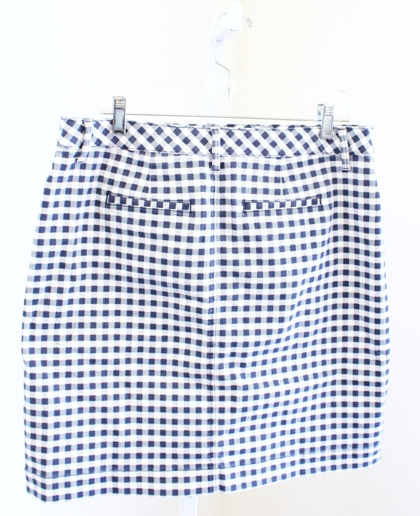 NWT Talbots Womens Blue White Gingham Plaid Cotton A Line Skirt Size 12P Casual