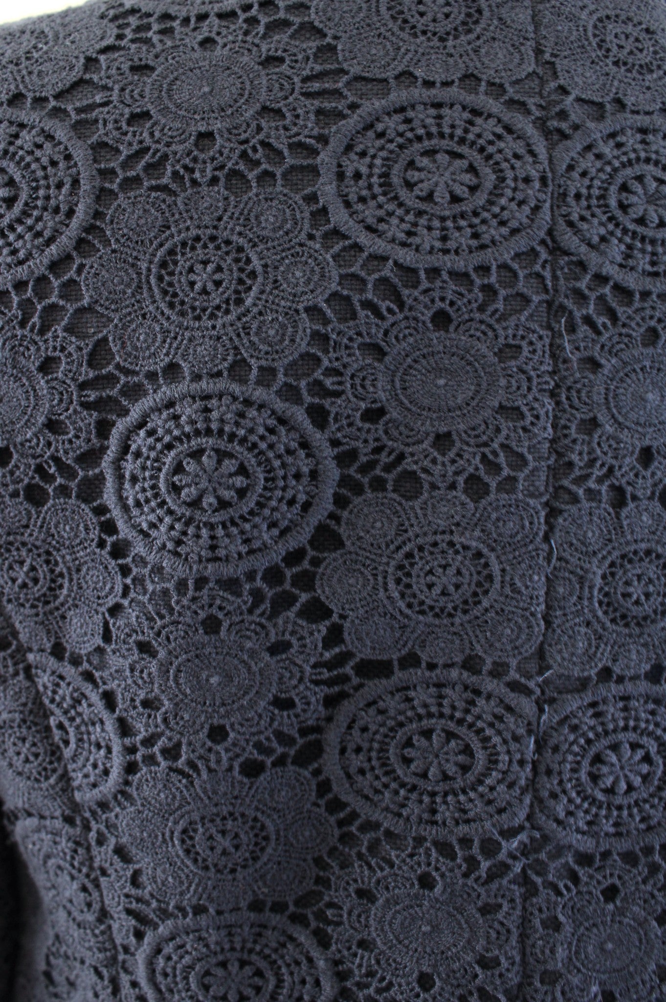 Boden Womens Navy Blue Medallion Lace Mock Neck Jacket Blazer Size US 4