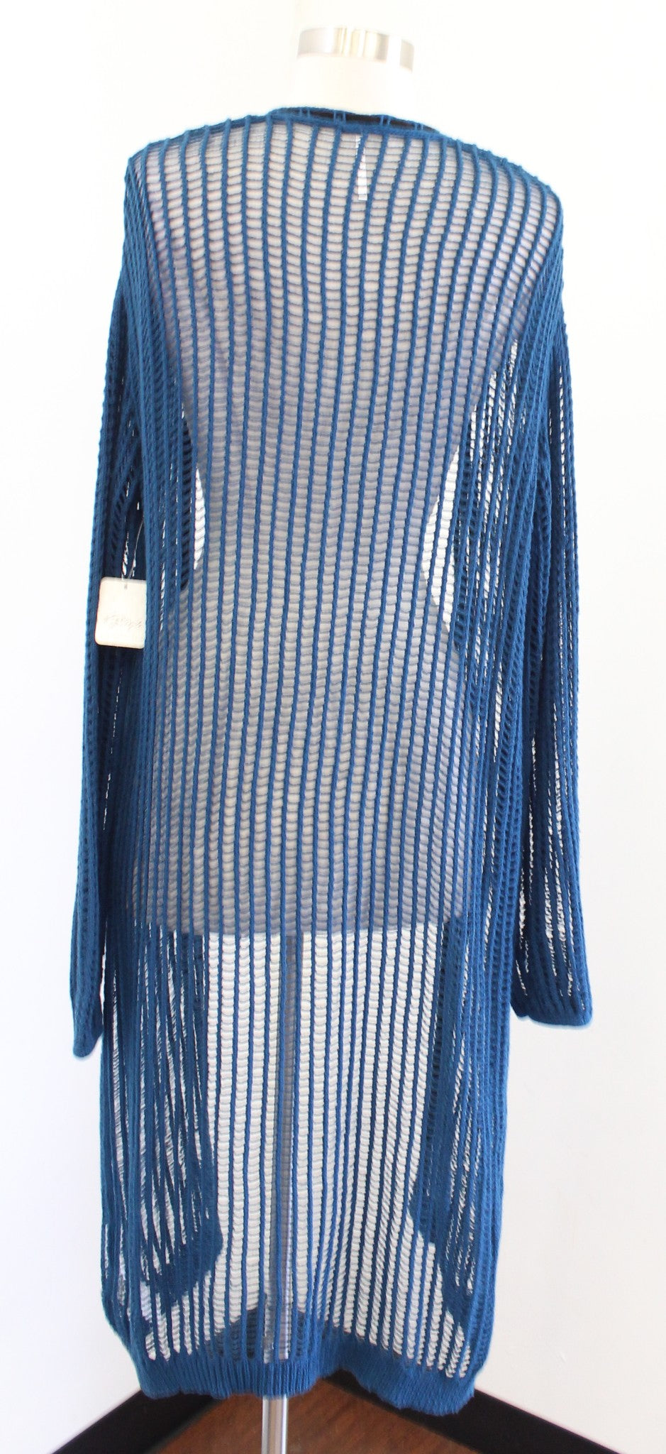 NWT Free People Blue Lattice Crochet Open Knit Duster Cardigan Sweater Size XS