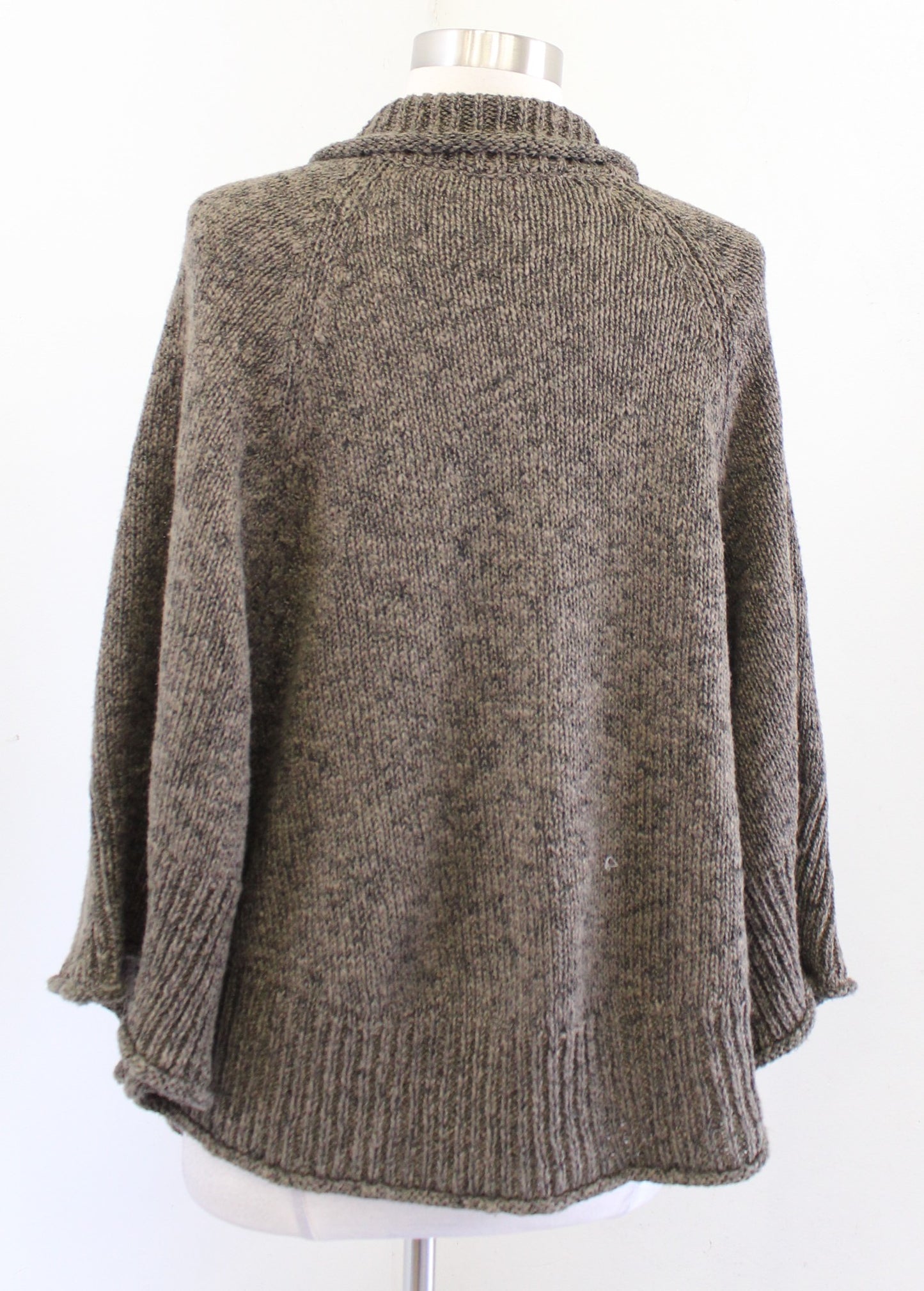 Soft Surroundings Green / Brown Poncho Wrap Front Style Cardigan Sweater S / M