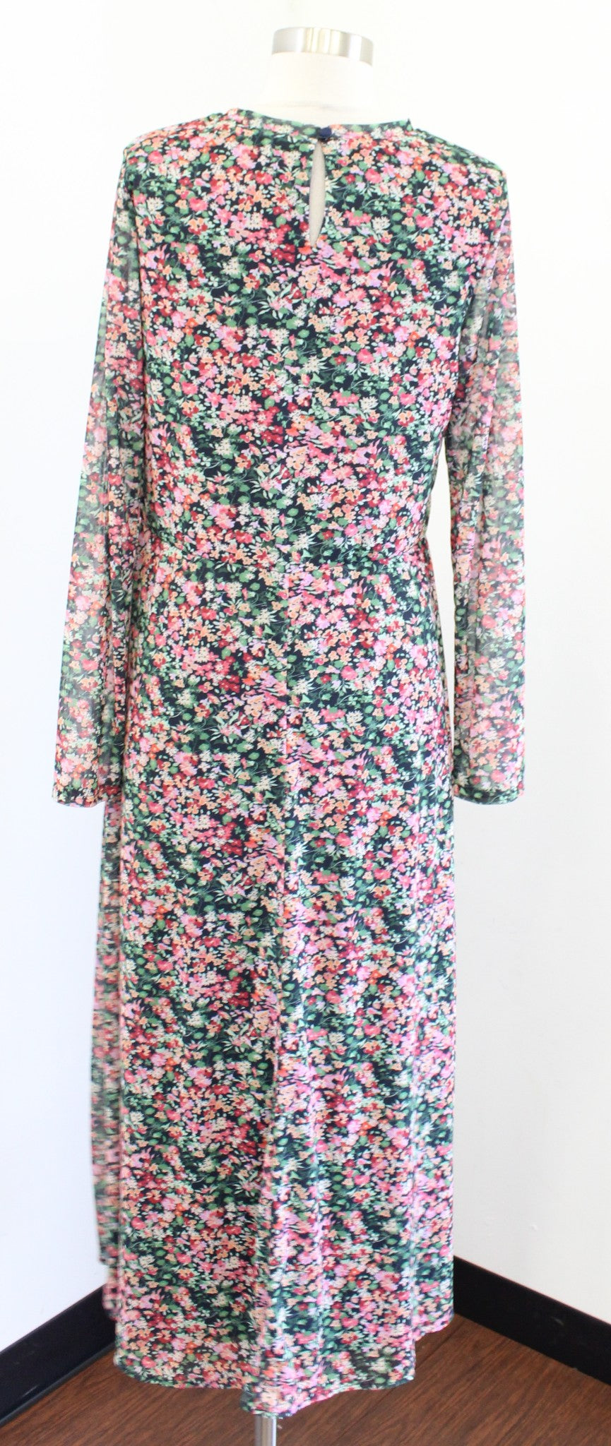 Eva Franco Anthropologie Fiona Mesh Multi Color Floral Midi Maxi Dress Size M