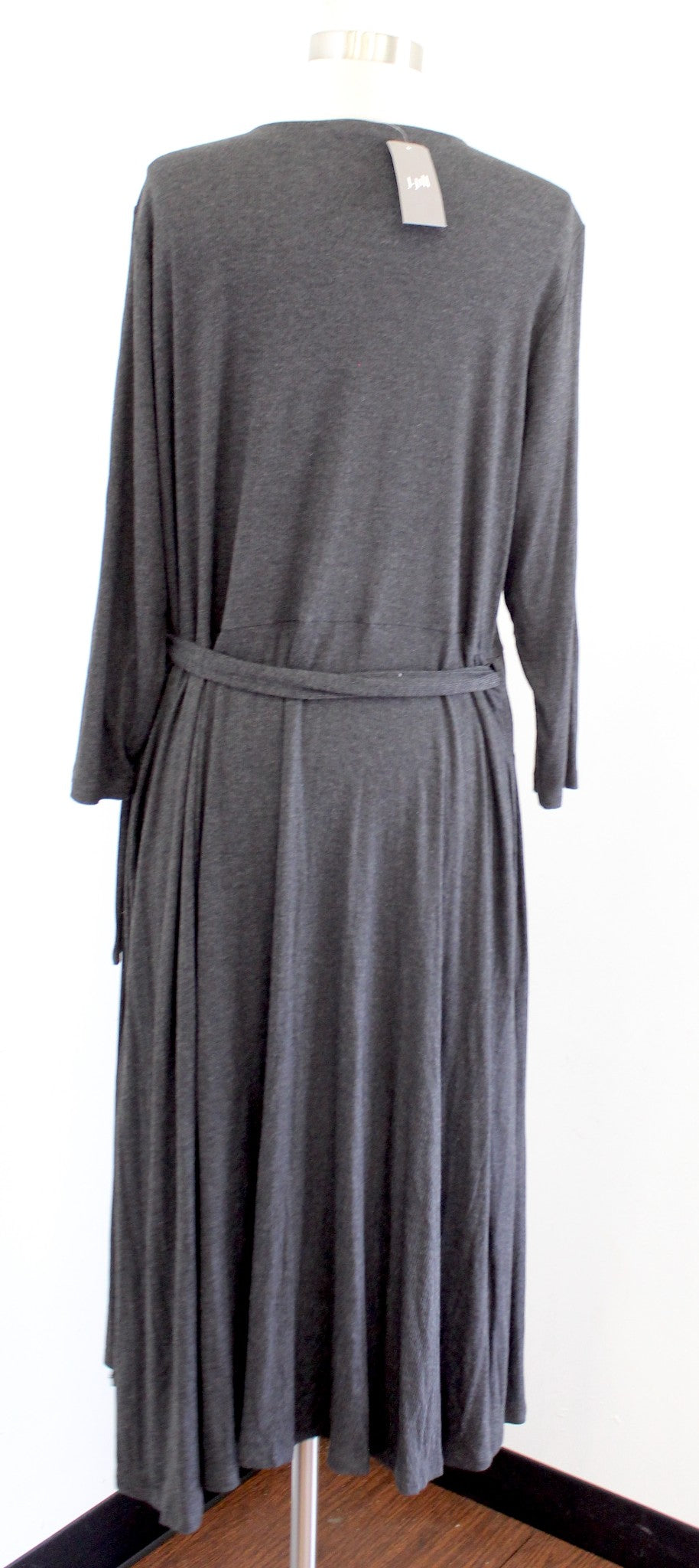 NWT New J Jill Charcoal Gray Ribbed Knit Midi Wrap Dress Size XL Tall XLT