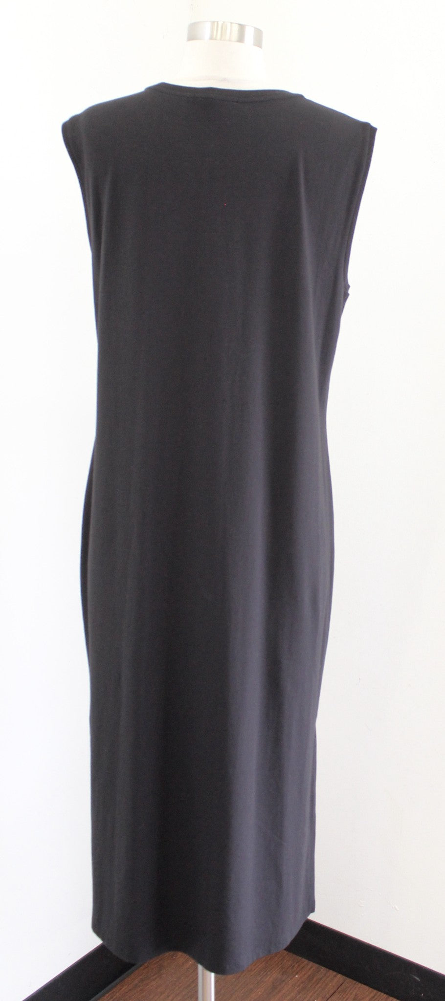 Theory Womens Solid Black Soft Knit Muscle T Shirt Midi Dress Size L Casual