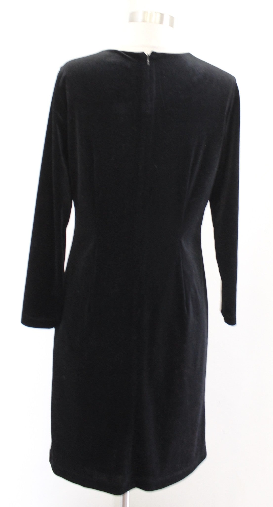 J McLaughlin Womens Black Velvet Bow Look Ruched Keyhole Shift Dress Size M