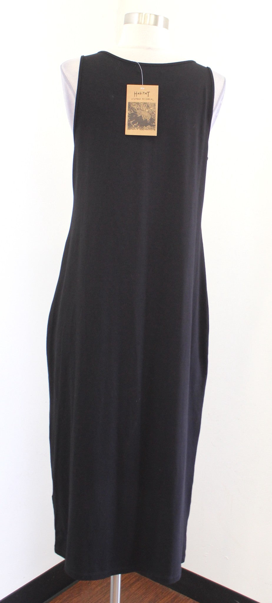 NWT Habitat Clothes to Live in Solid Black Core Travel Knit Midi Dress Size S