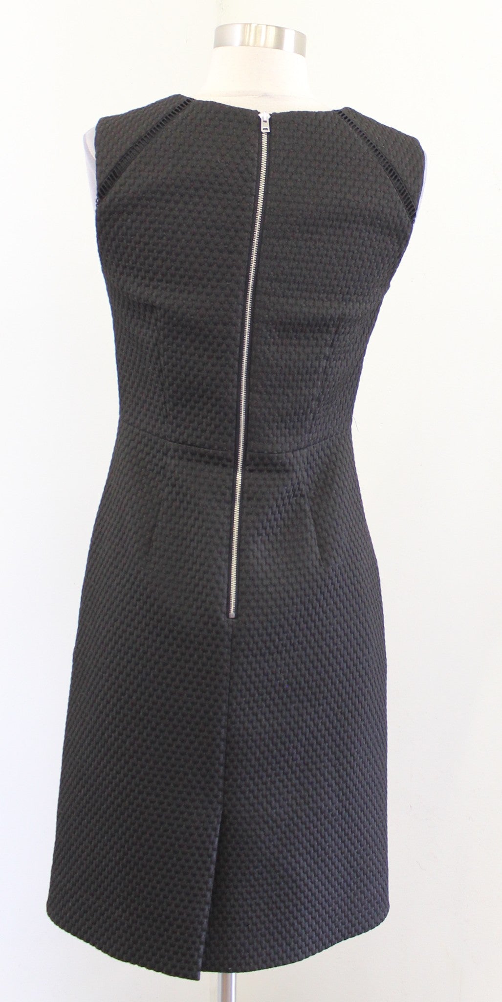 J Crew Black Textured Eyelet Trim Portfolio Sheath Dress Size 0 Career Office