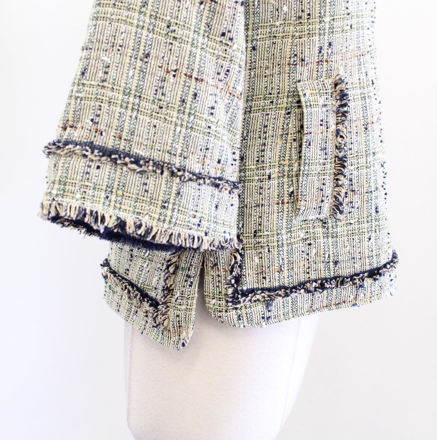 Brooks Brothers Green Multi Color Fringe Tweed Popover Top Blouse Size 2P Career