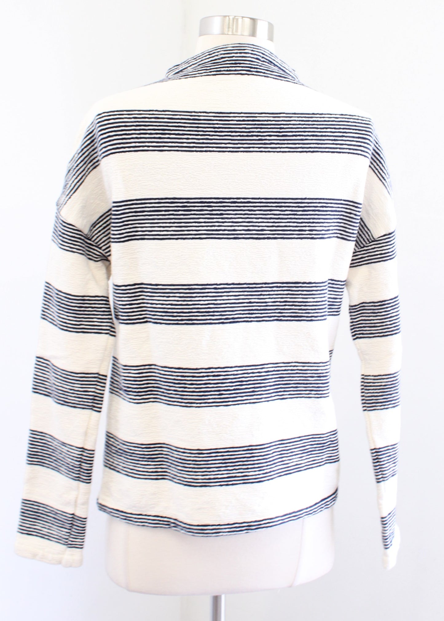 Eri + Ali Anthropologie Seborie Cream Navy Striped Mock Neck Sweater Top Size XS