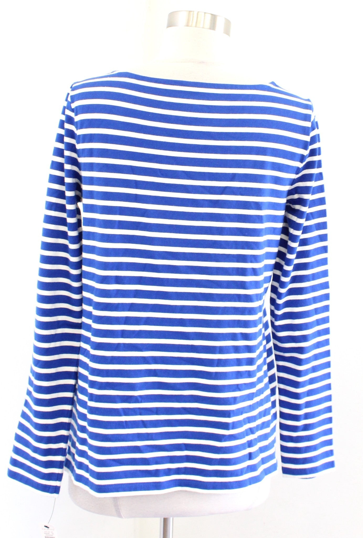 NWT Talbots Authentic Tee Blue Stripe Frenchie French Bulldog Embroidered Top XS