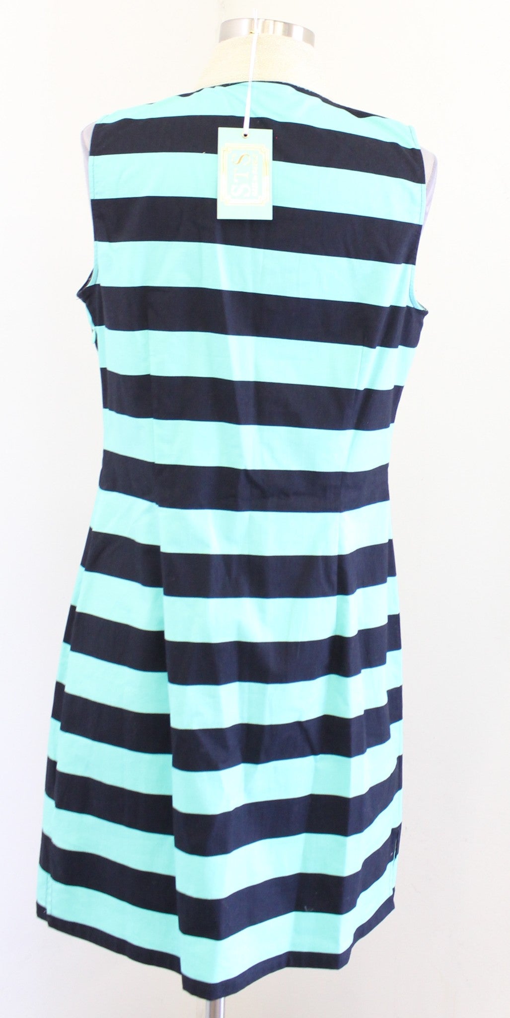 NWT $198 Sail to Sable Striped Metallic Tipped Tunic Dress Size M Cabbage Navy