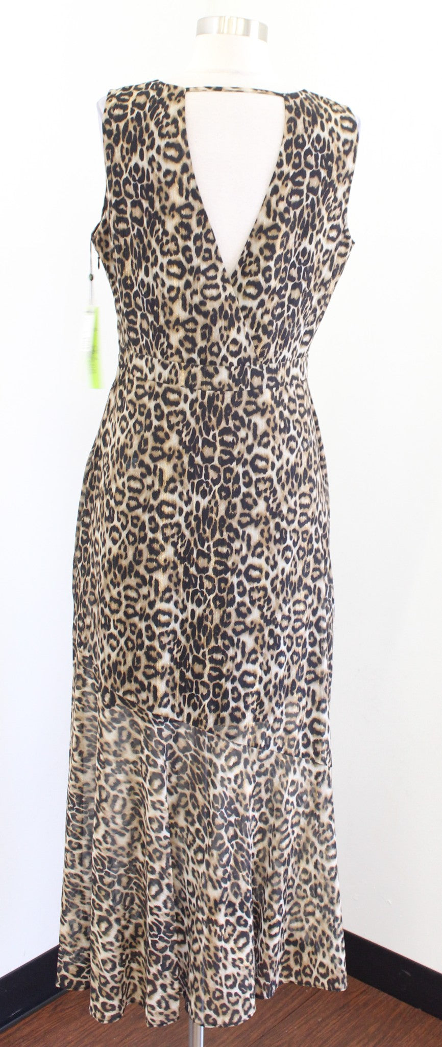NWT Sam Edelman Metallic Leopard Print Sleeveless Maxi Dress Size 6 V Neck