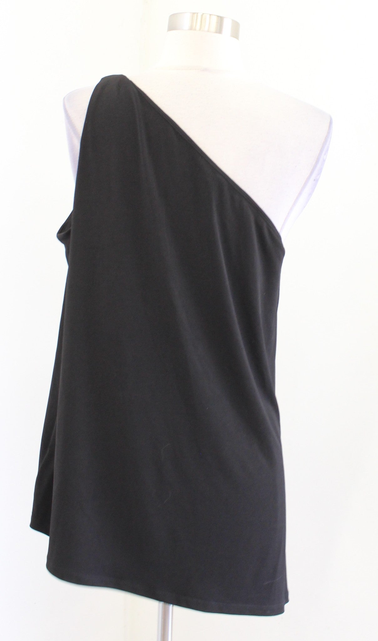 NWT Michael Kors Black Gold One Shoulder Asymmetrical Hem Tank Top Blouse Size L