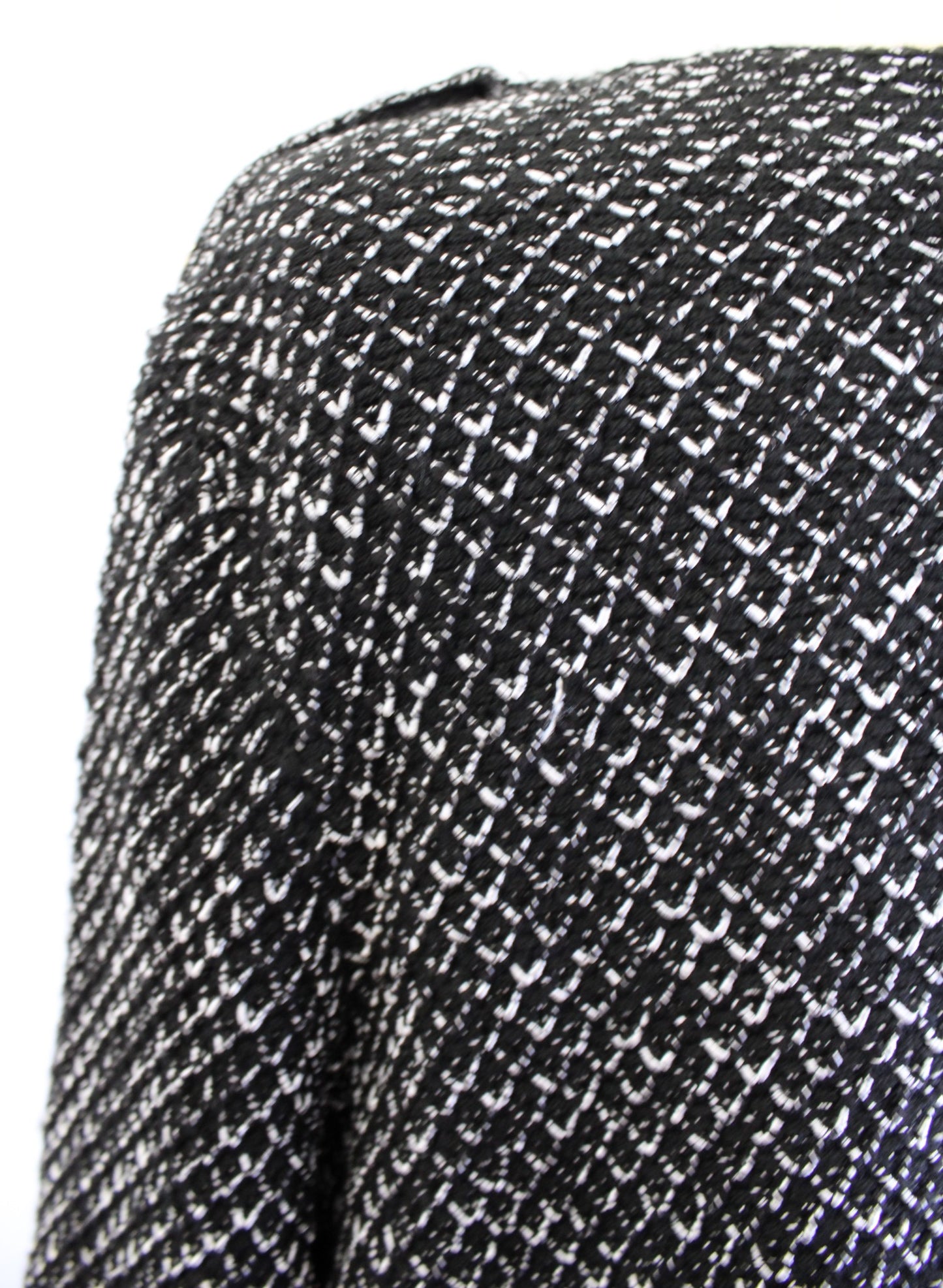 White House Black Market Black Tweed Raw Edge Fringe Cardigan Sweater Jacket L