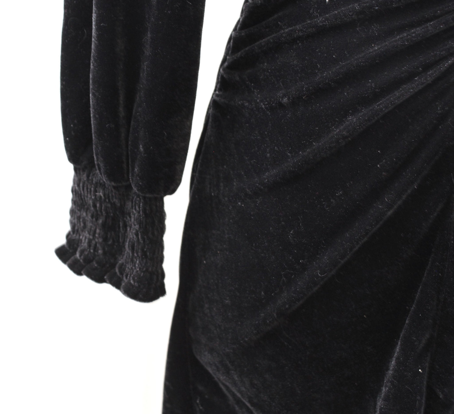 NWT Zara Black Velvet Ruched V Neck Alessa Mini Dress Size S Cocktail Party