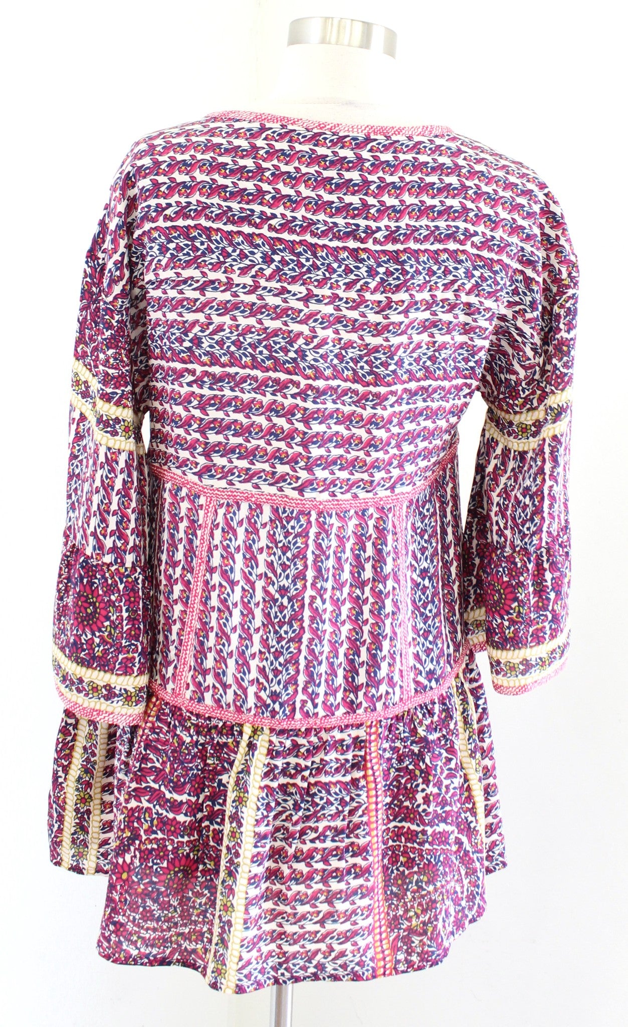 Maeve Anthropologie Lilyana Silk Tiered Peasant Tunic Top Blouse Size XS Floral