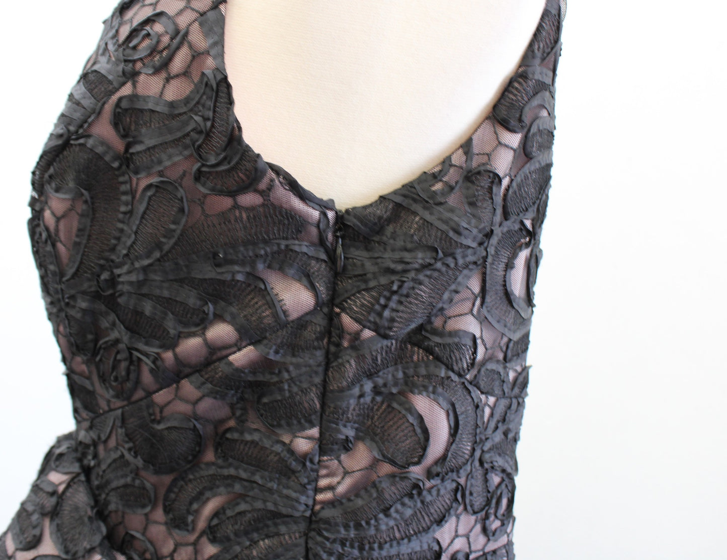 NWT Jill Stuart Black Pale Pink Lace One Shoulder Bow Cocktail Party Dress Sz 10