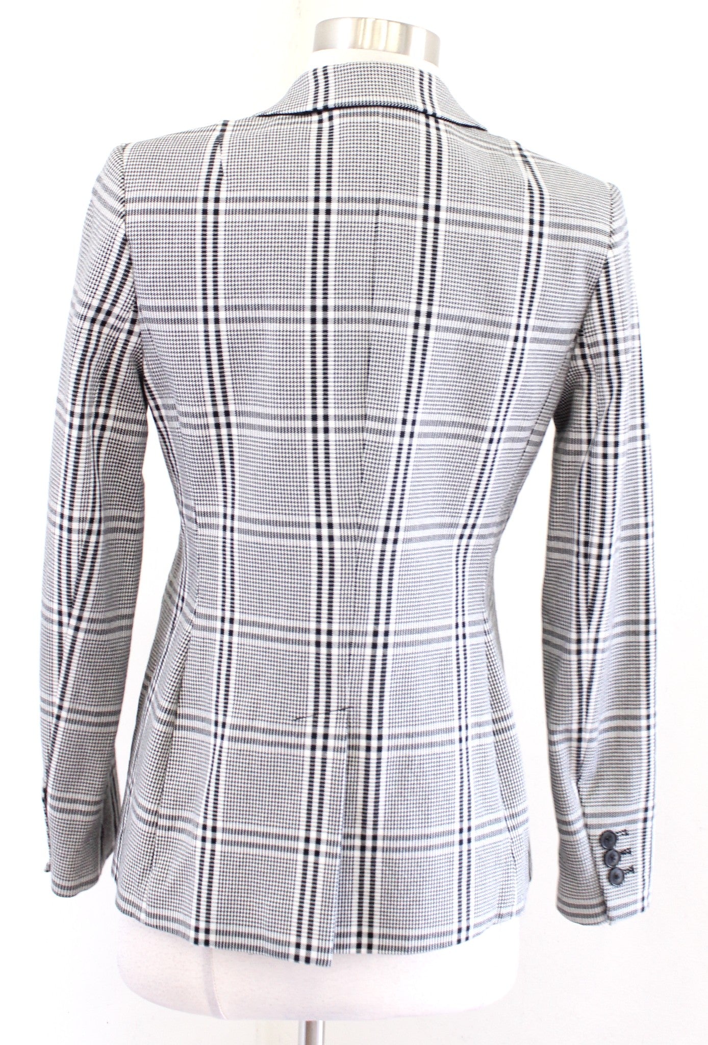 Banana Republic Black White Mini Houndstooth Plaid Long and Lean Blazer Size 0