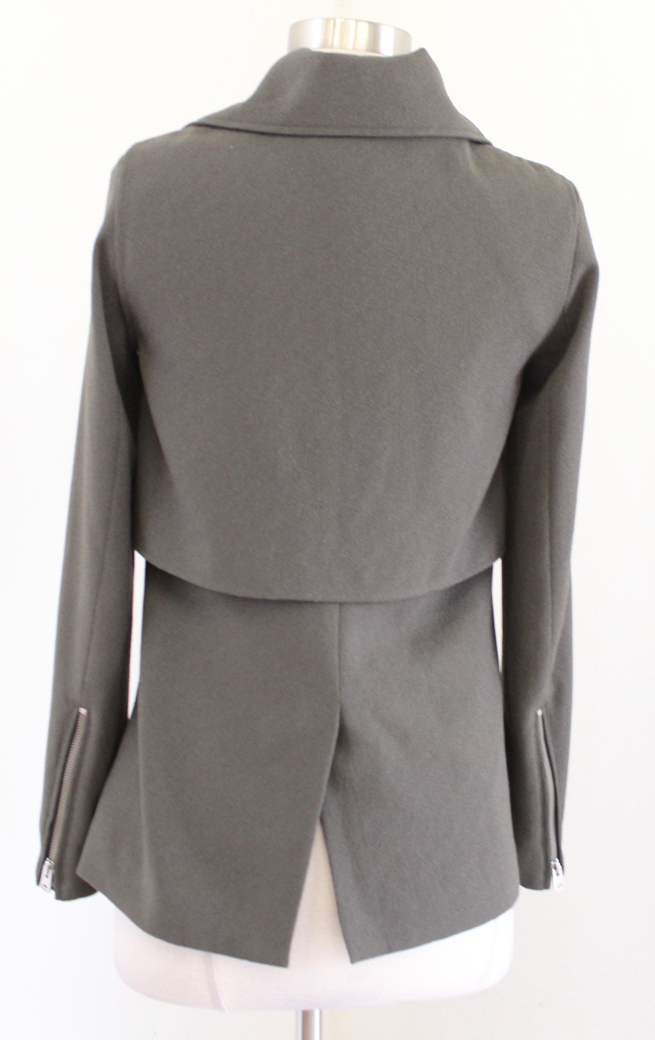 Wilfred Aritzia Mayet Crepe Trench Moto Style Jacket Size XXS 2XS Green