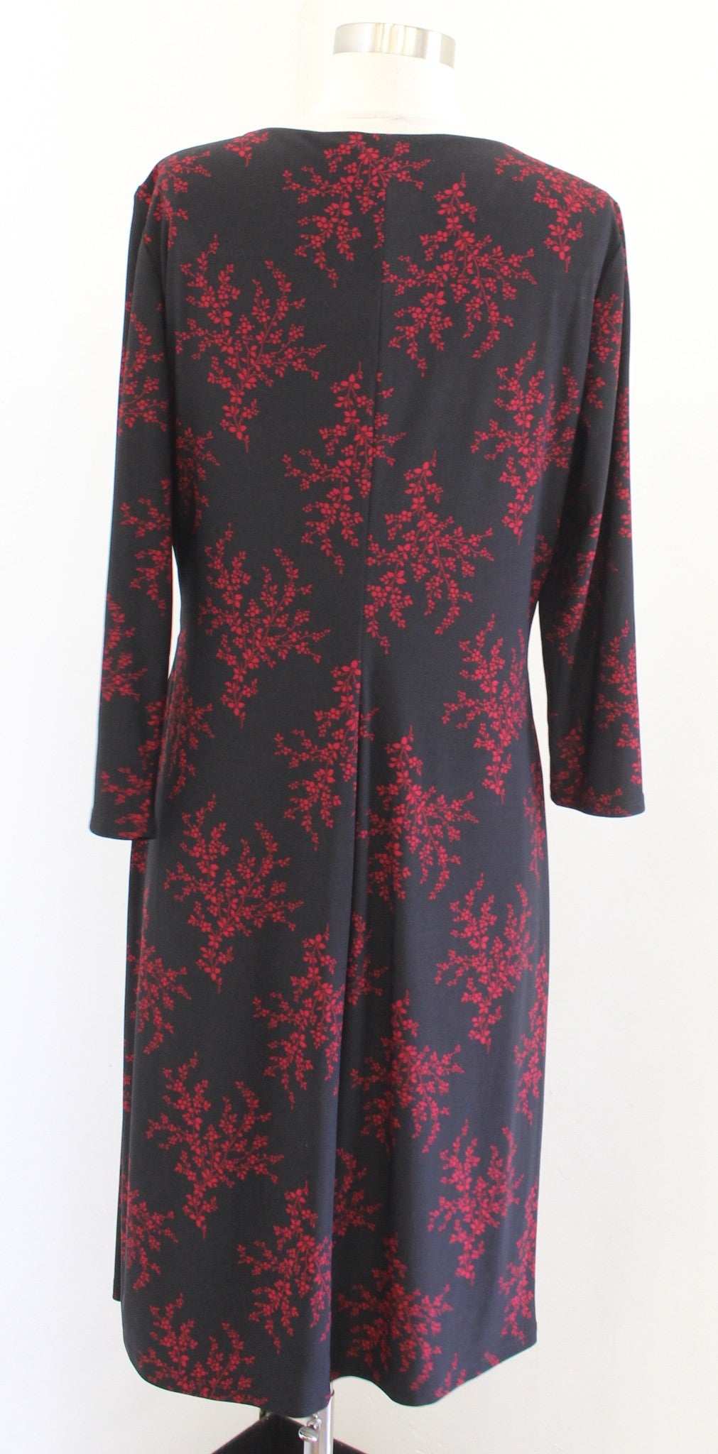NWT Lauren Ralph Lauren Black Red Floral Ruched Wiggle Sheath Dress Size 14