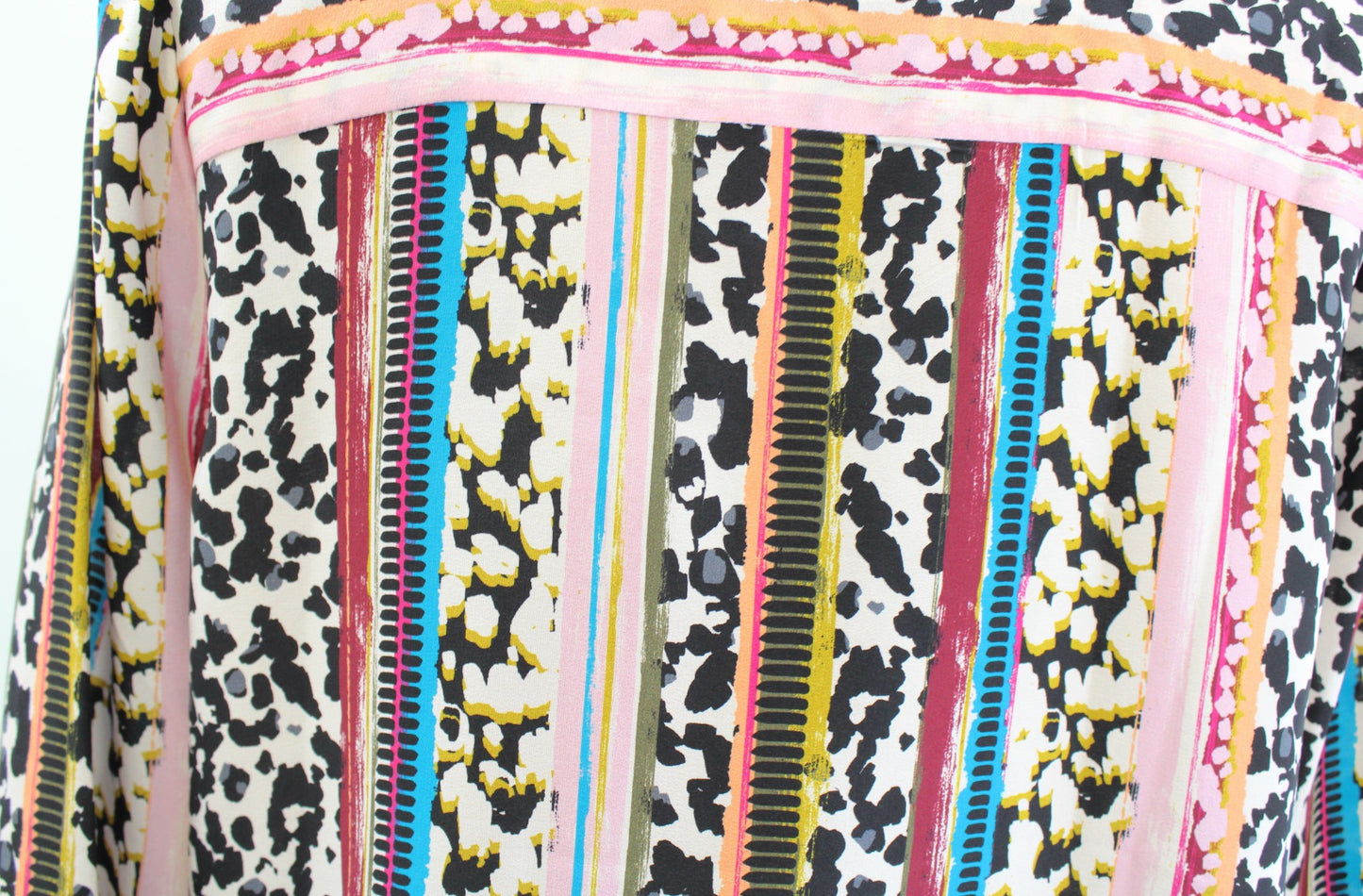 Marie Oliver Colorful Mixed Striped Animal Print Silk Peasant Top Blouse Size S