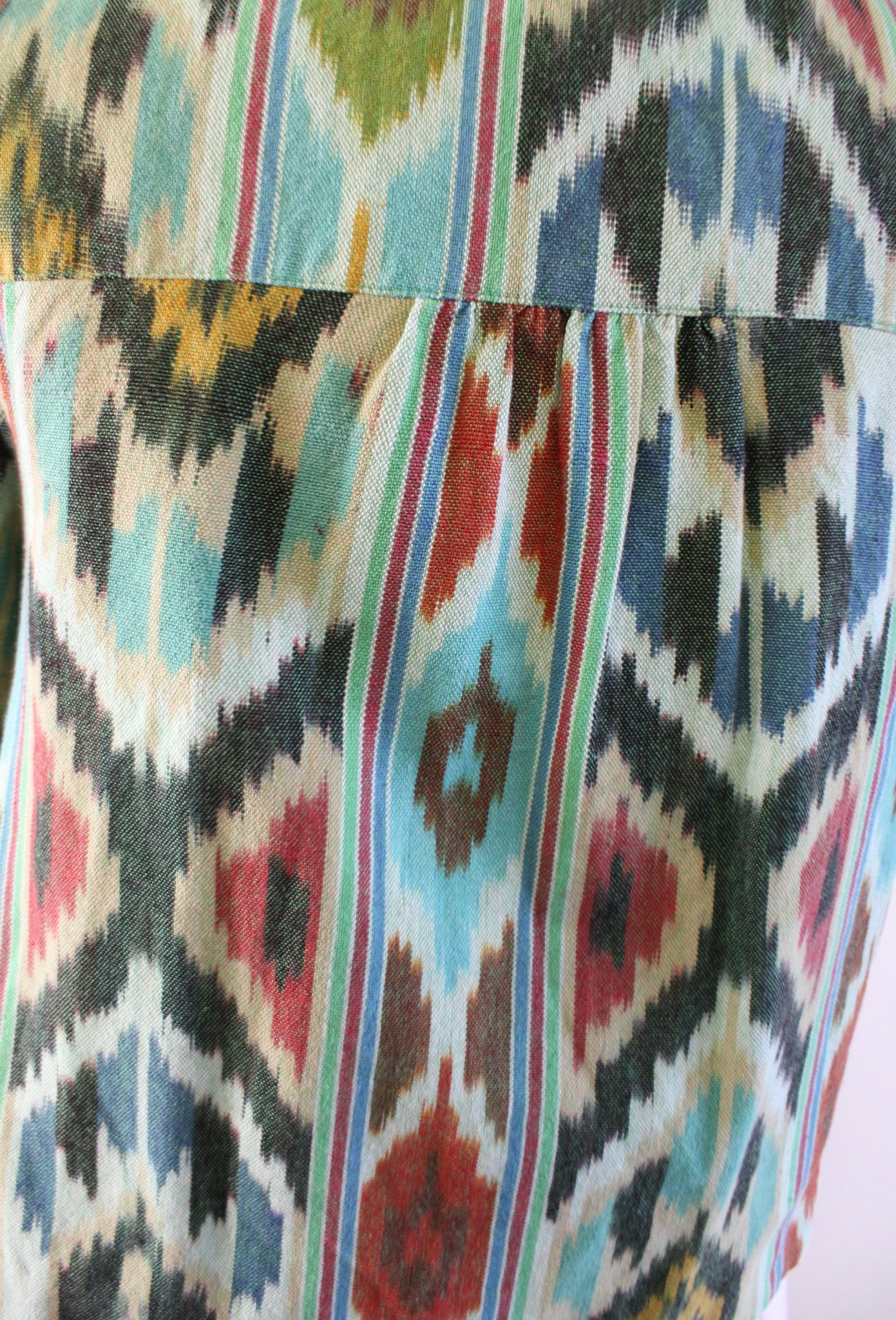 Taikonhu Anthropologie Debonaire Green Ikat Print Cropped Jacket Sz 2 Geometric