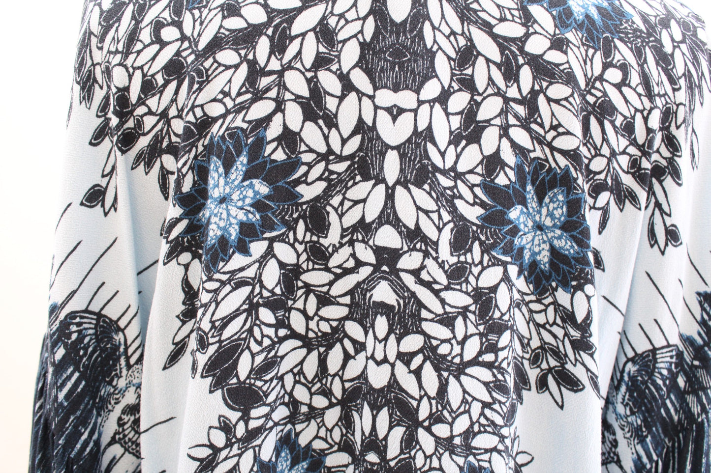 Free People Birds of a Feather Blue Floral V Neck Top Blouse Size XS Boho