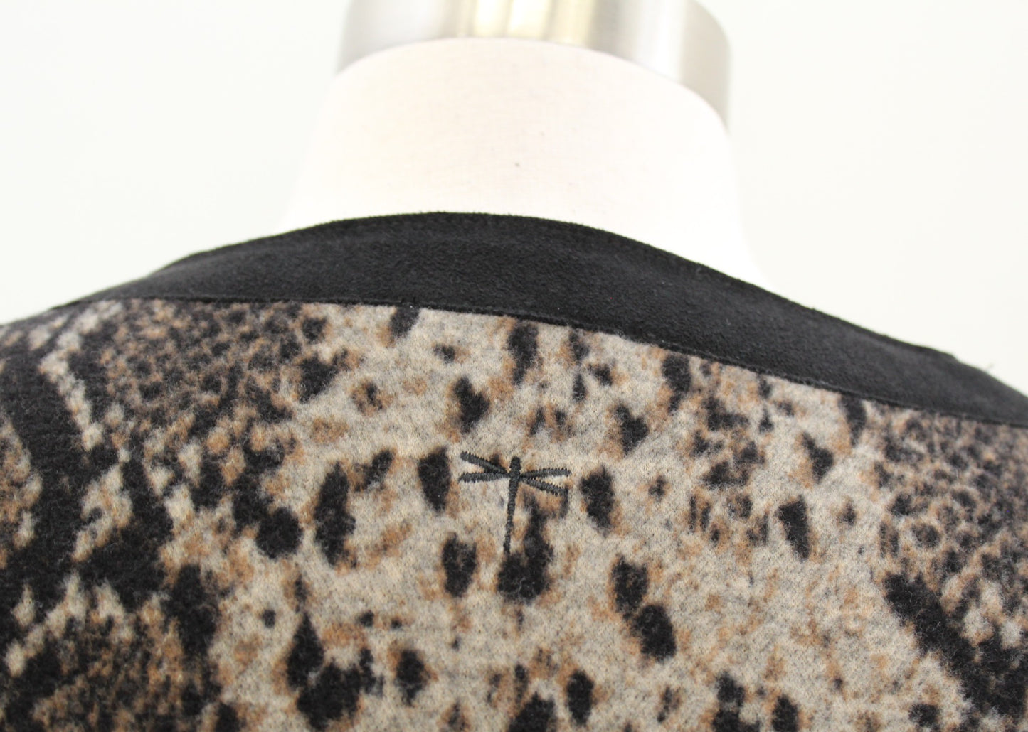 Tyler Boe Brown Black Snakeskin Print Tassel Fringe Poncho Sweater Size M / L