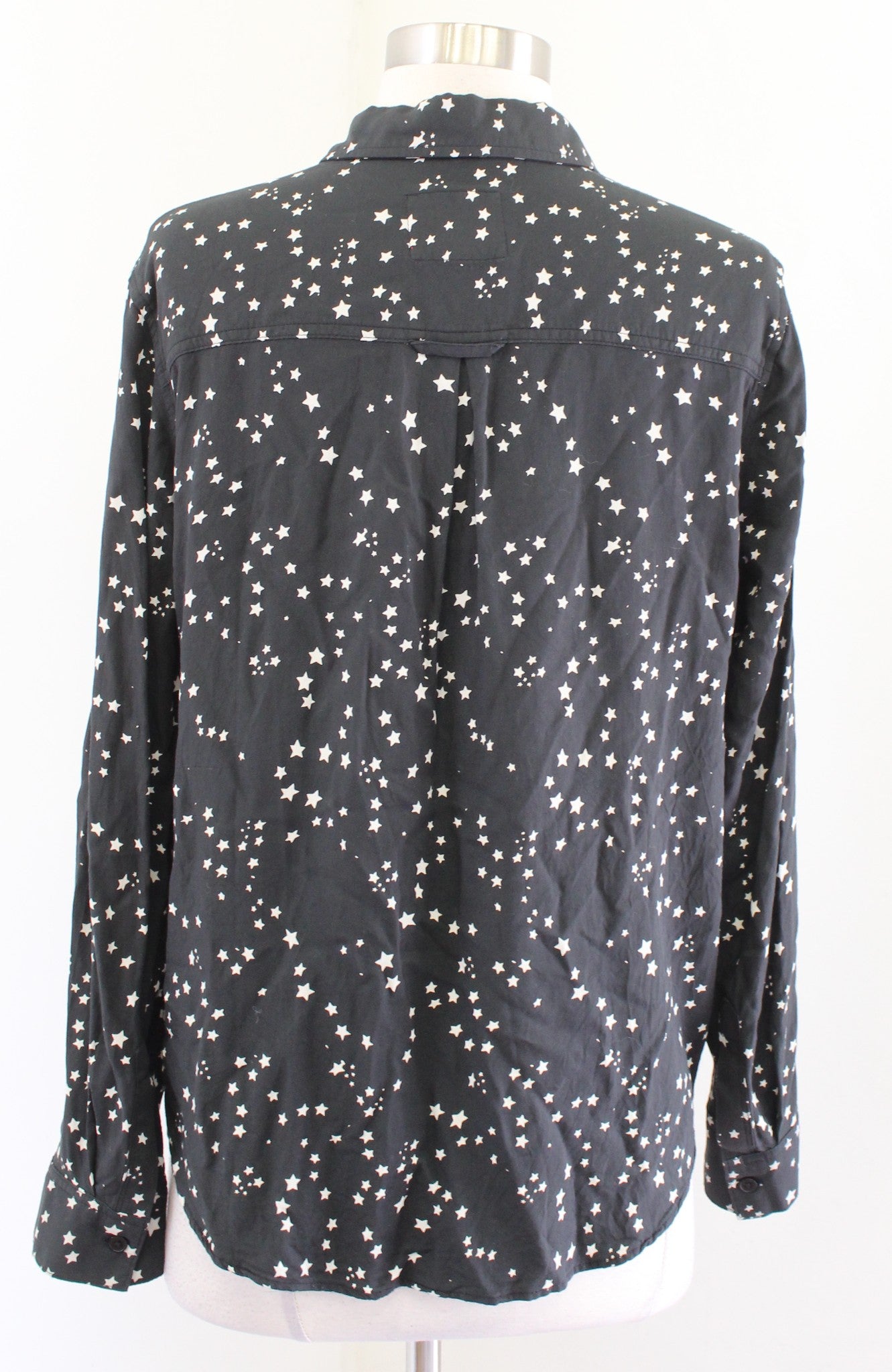 Rails Rocsi Constellation Star Print Button Front Shirt Blouse Size S Gray White