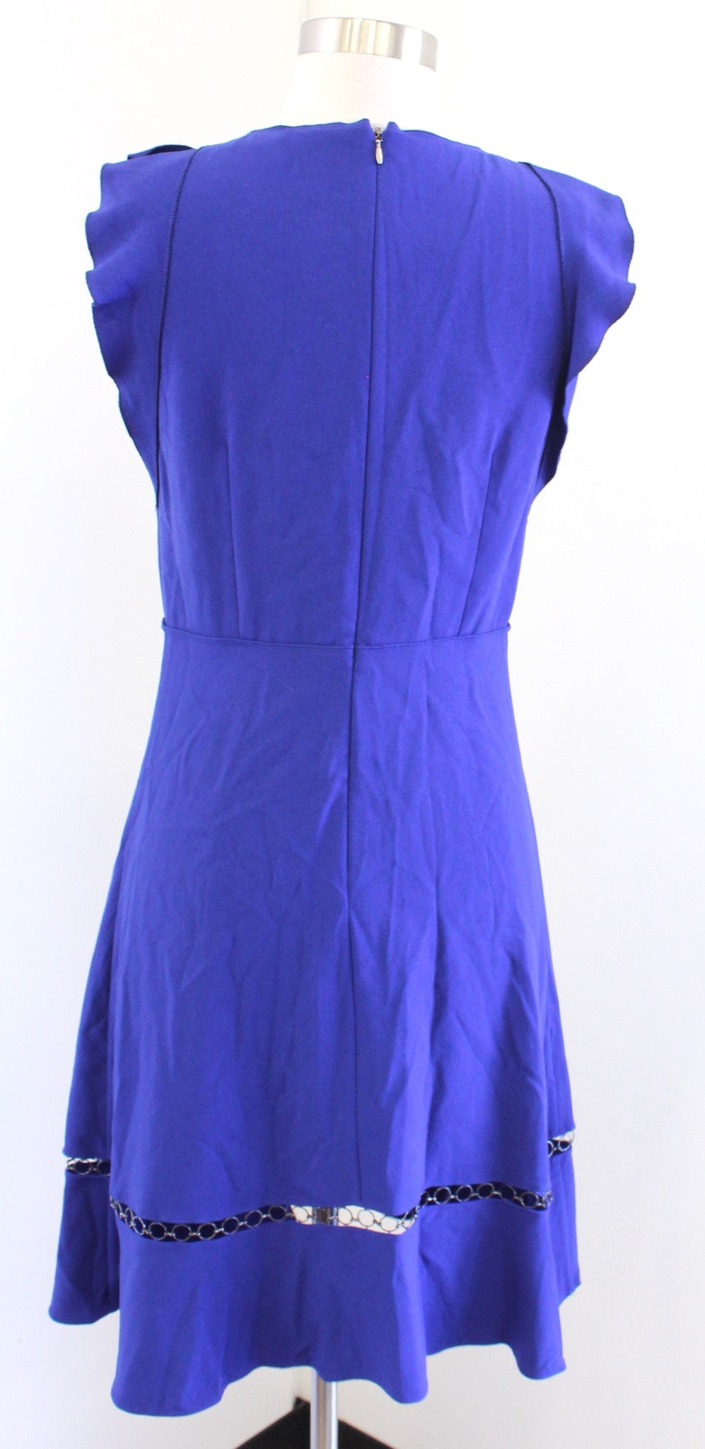 Elie Tahari Rachel Blue Ruffle Flutter Sleeve A Line Sheath Dress Size 2 Flounce