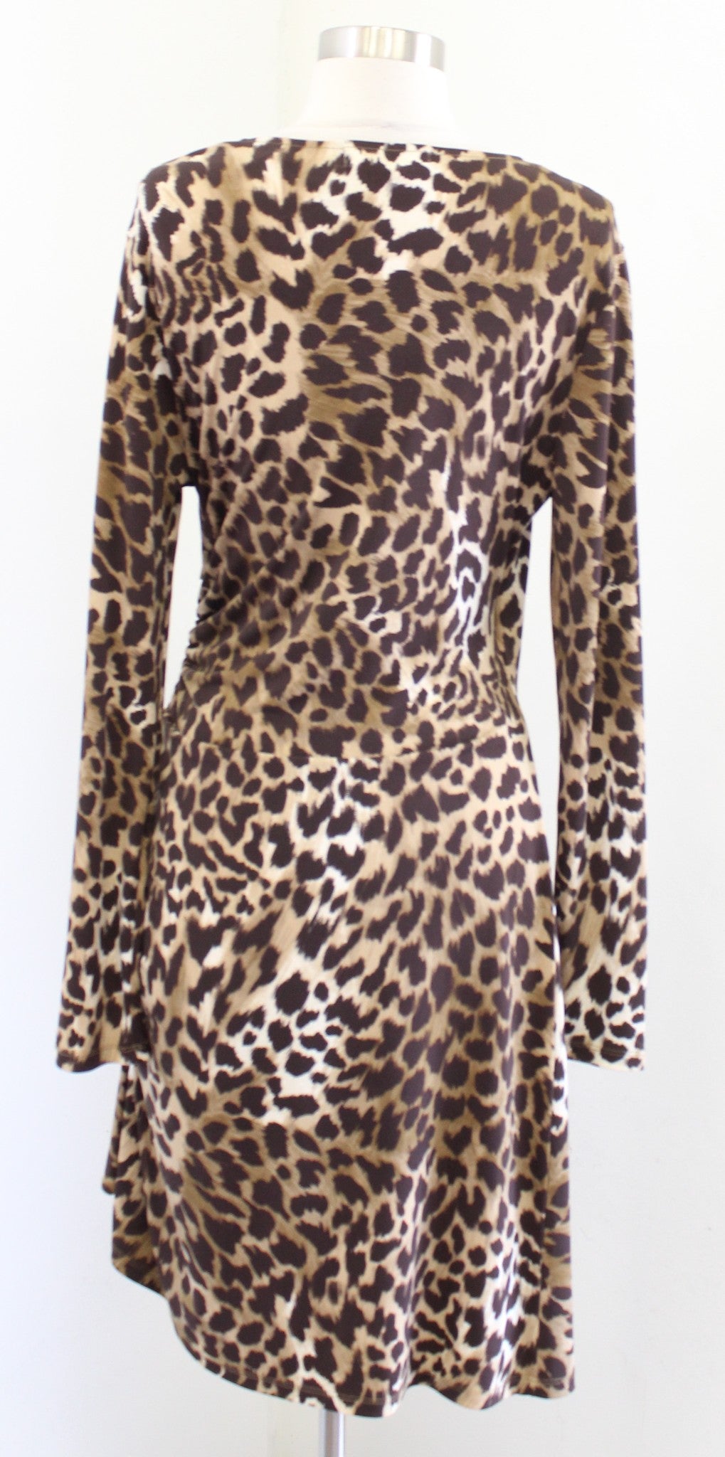 Michael Kors Leopard Print Zipper Accent Ruched Jersey Wiggle Dress Size 8