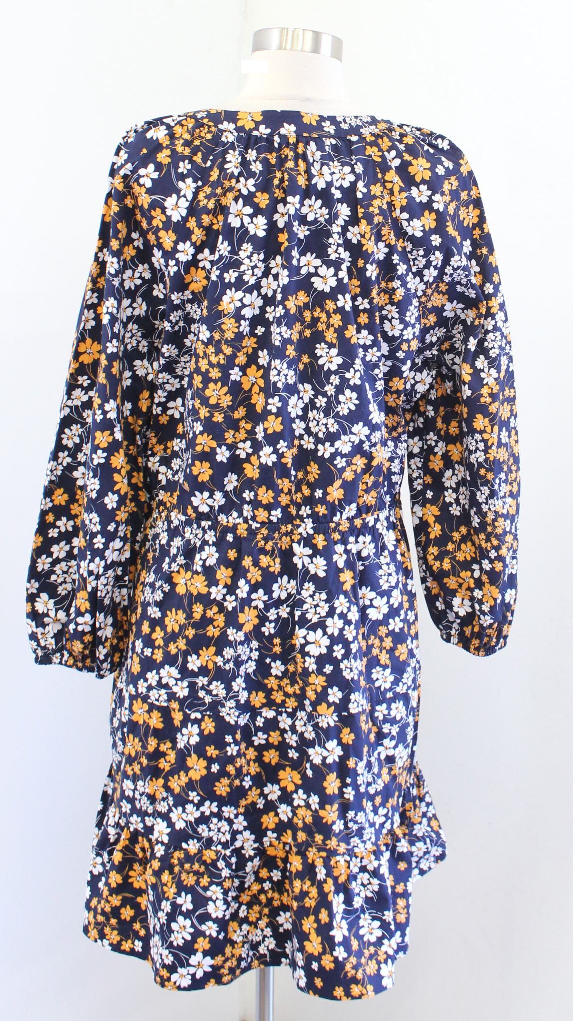 Draper James Lucinda Fall Field Floral Drawstring Waist Popover Dress Sz L Navy