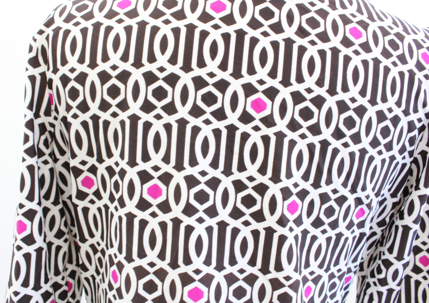 Jude Connally Jude Cloth Brown White Pink Geometric Print Notch Neck Dress Sz M
