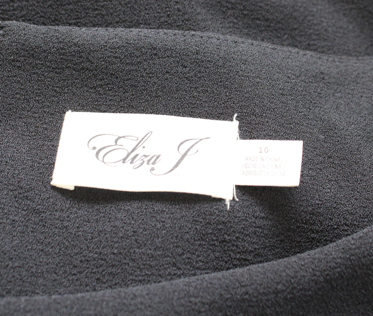 Eliza J Solid Black Crepe Exaggerated Bell Sleeve Cocktail Party Dress Size 10