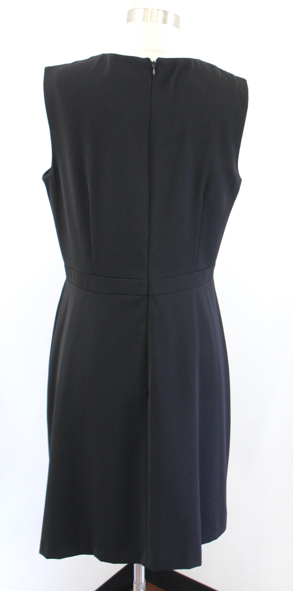 Tahari ASL Levine Womens Black Keyhole Metallic Ruffle Trim Sheath Dress Size 10