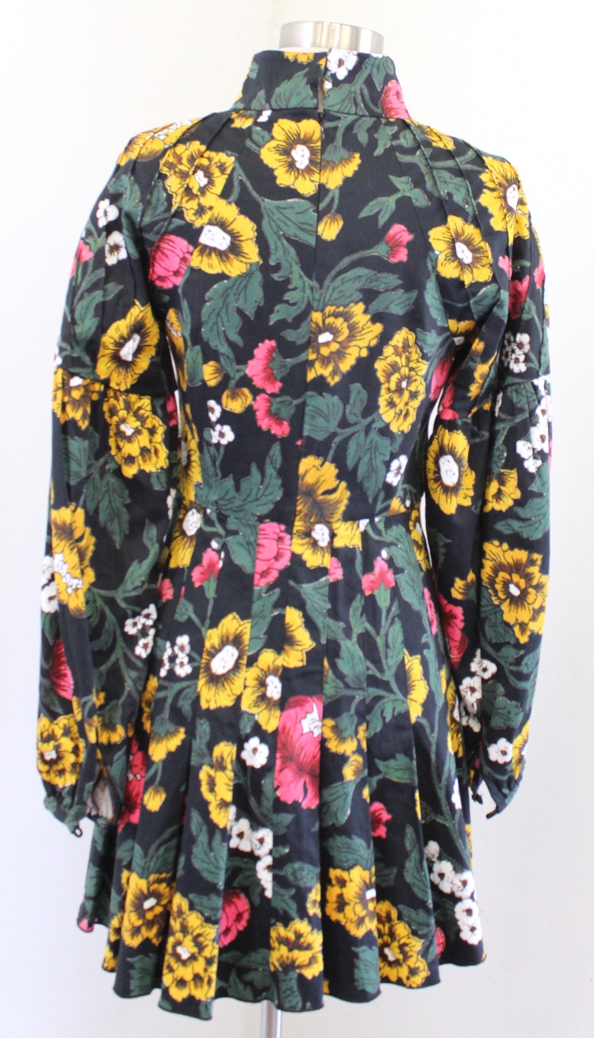 C/Meo Collective Another Lover Black Floral Collared Mini Dress Size S Pleated