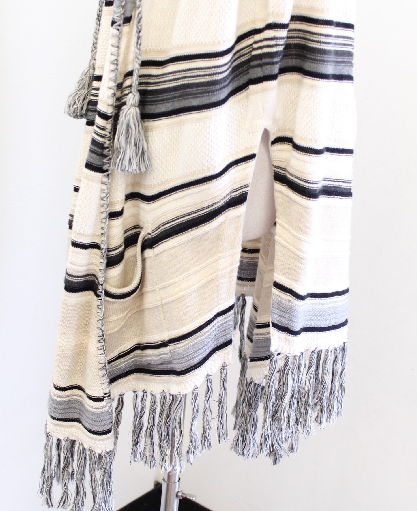 Moth Anthropologie Calexico Striped Fringe Cardigan Poncho Sweater Size M / L