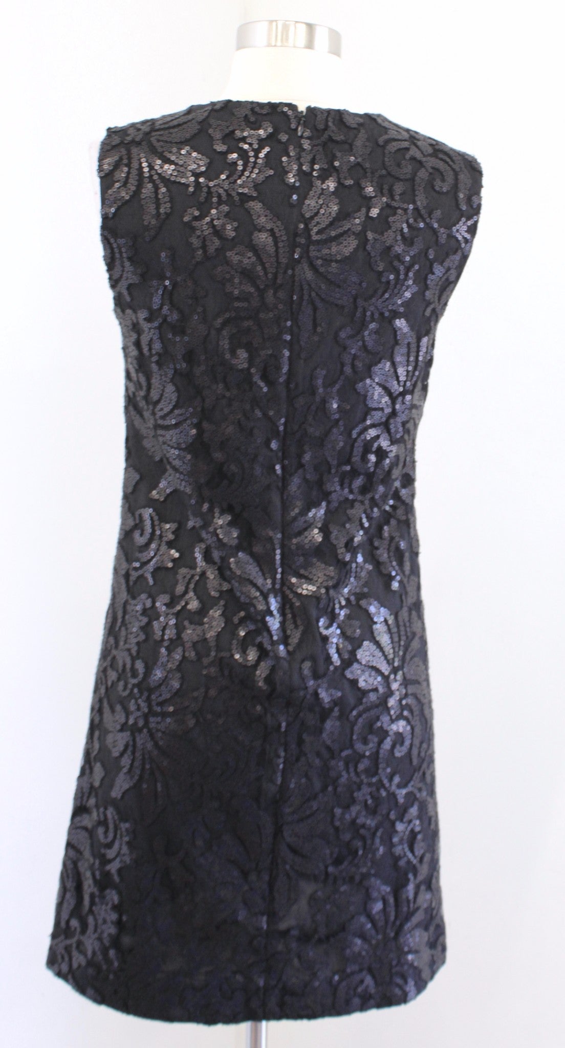 Diane Von Furstenberg Kaleb Black Sequin Embellished Shift Dress Size 2 Cocktail